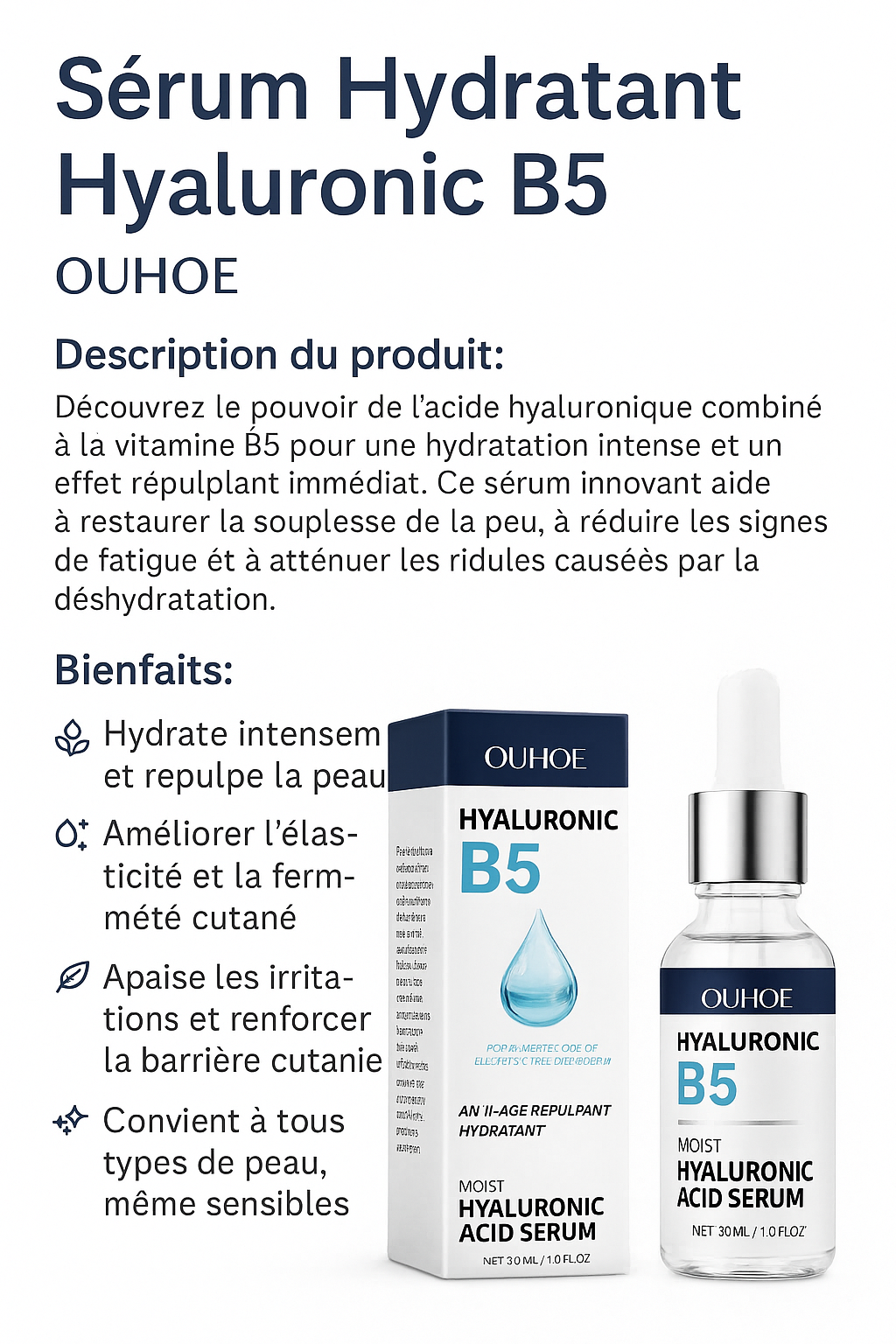 Sérum hydratant et rajeunissant pour le visage